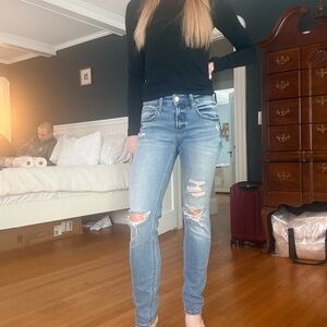 Silver Jeans Medium Blue Ripped Skinny Jeans
